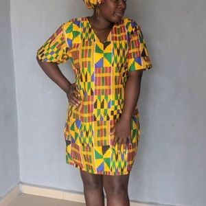 Women African print off shoulder dress